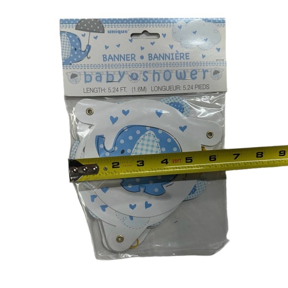 Baby shower banner blue colored with elephant brand new in package never used! - Picture 3 of 5